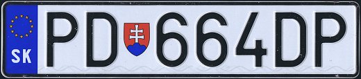 Slovakia license plate