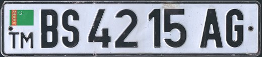 Turkmenistan license plate