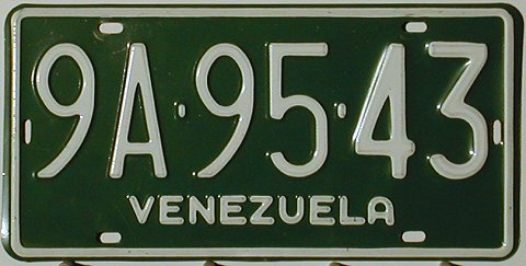Venezuela license plate