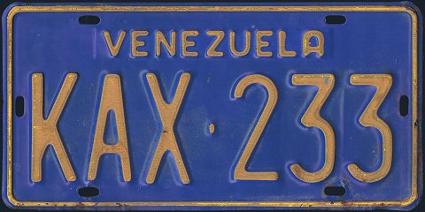 Venezuela license plate